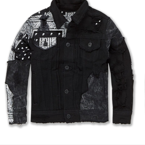 Jordan Craig Black Paisley Jean Jacket - Picture 2 of 3